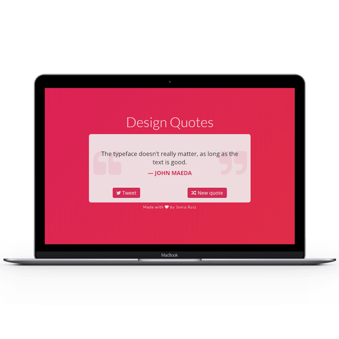 Mockup de una pequeña aplicación web en la que se muestran citas célebres