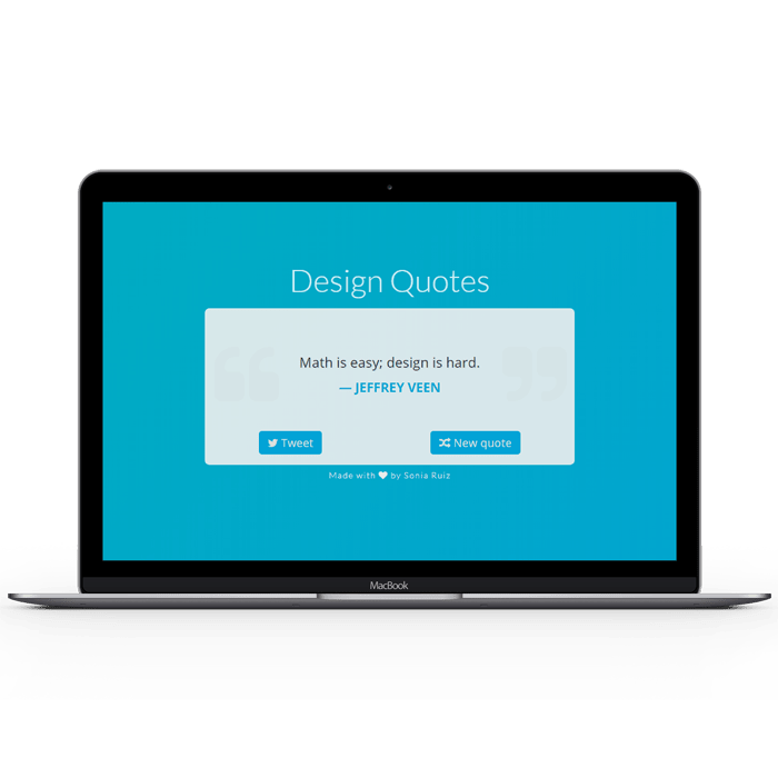 Mockup de una pequeña aplicación web en la que se muestran citas célebres
