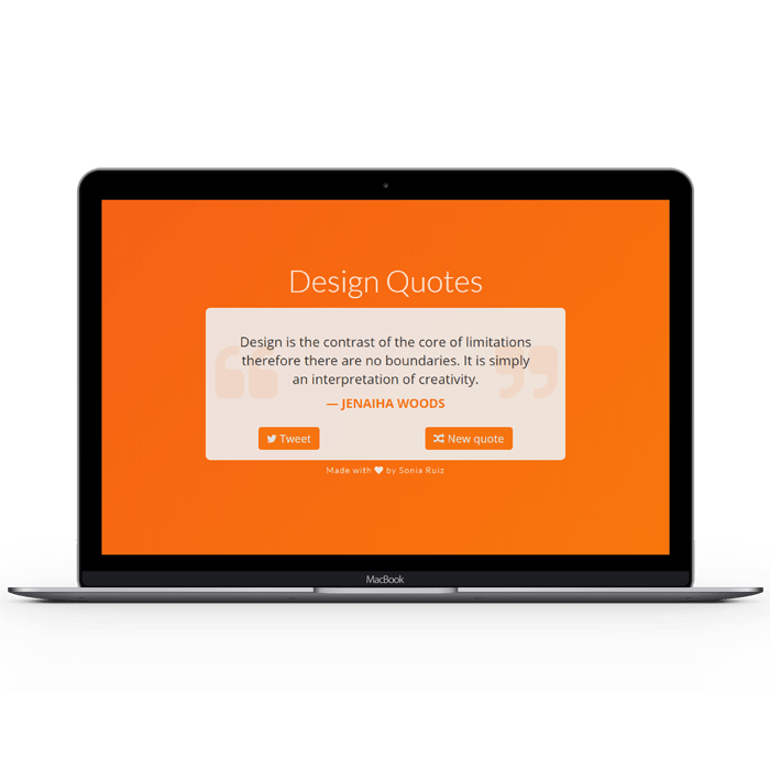 Mockup de una pequeña aplicación web en la que se muestran citas célebres