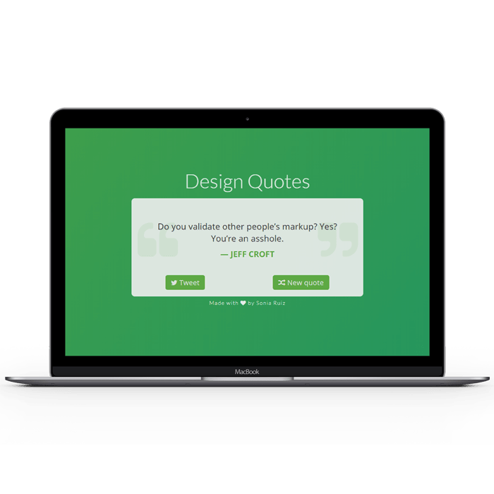 Mockup de una pequeña aplicación web en la que se muestran citas célebres