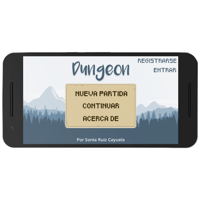 Mockup de un videojuego realizado para Android, con una versión web