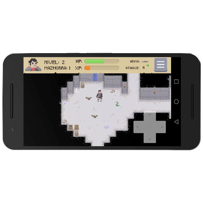 Mockup de un videojuego realizado para Android, con una versión web