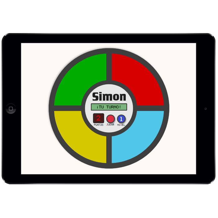 Mockup de la recreación del videojuego Simon Says