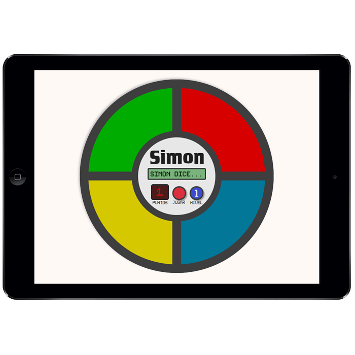 Mockup de la recreación del videojuego Simon Says