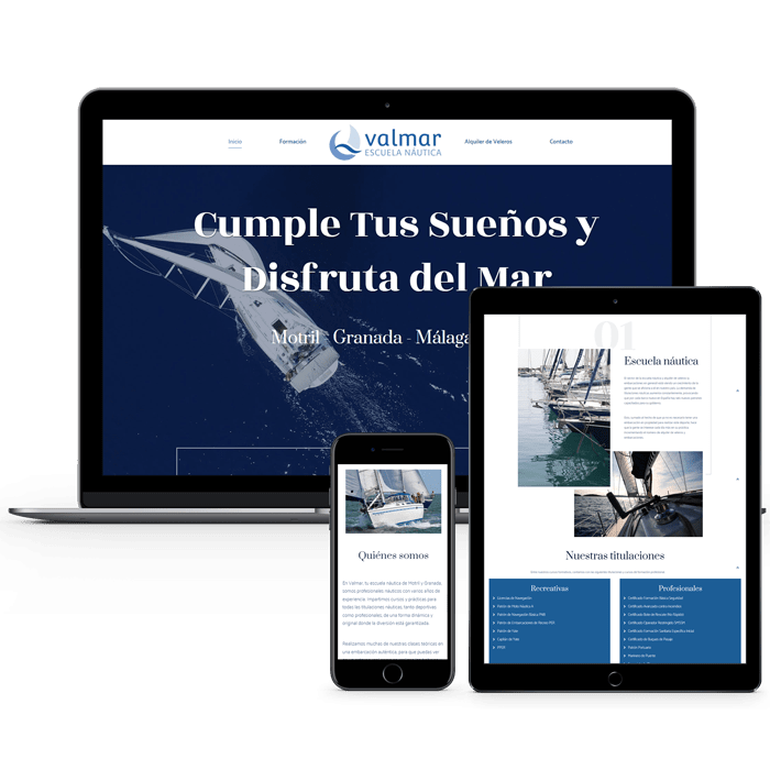 Mockup de un sitio web diseñado y desarrollado con WordPress