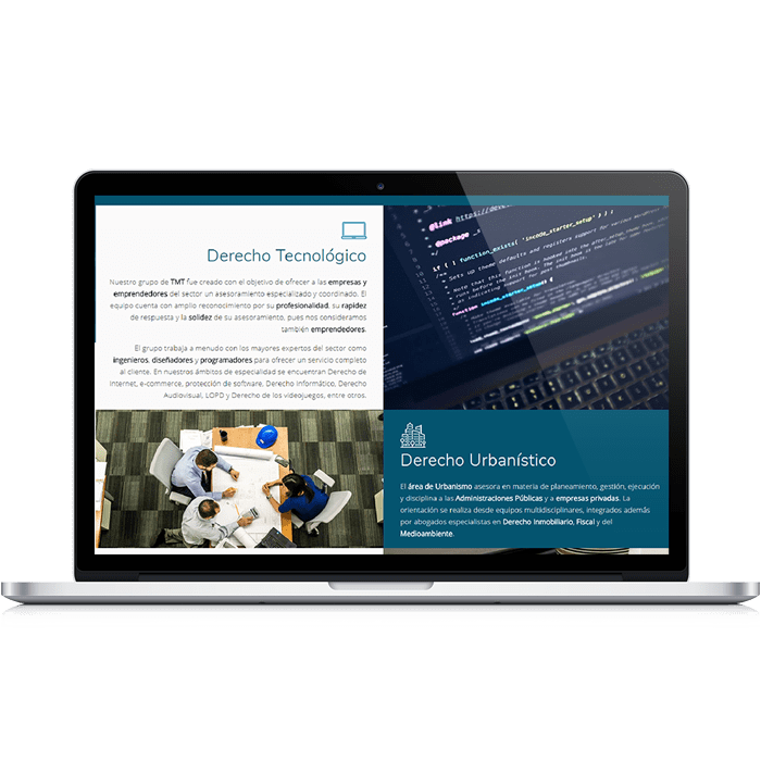 Mockup de una web corporativa diseñada y desarrollada con WordPress