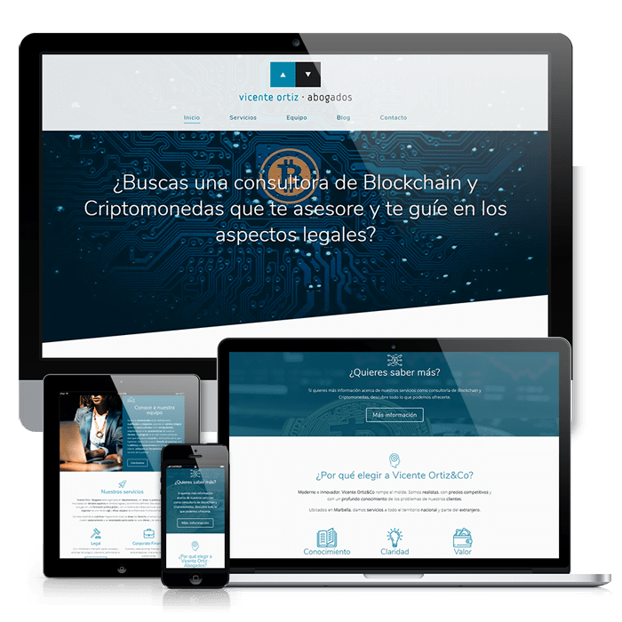 Mockup de una web corporativa diseñada y desarrollada con WordPress